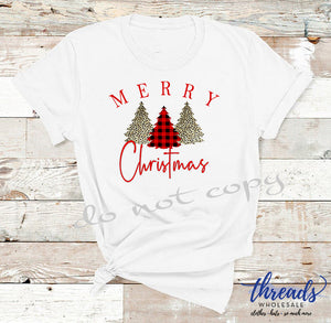 Merry Christmas-Leopard + Plaid Trees
