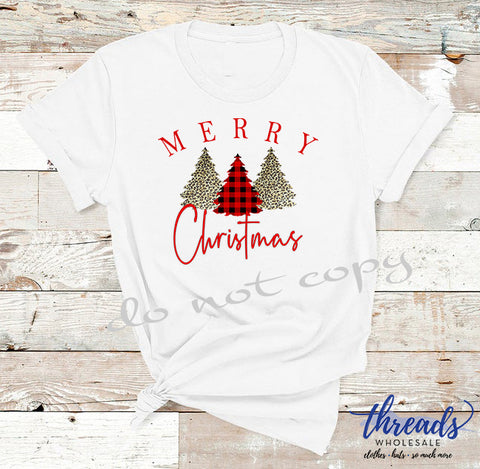 Merry Christmas-Leopard + Plaid Trees