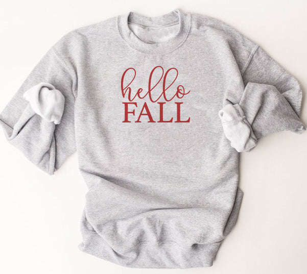 Hello Fall-Crew Neck Sweatshirt